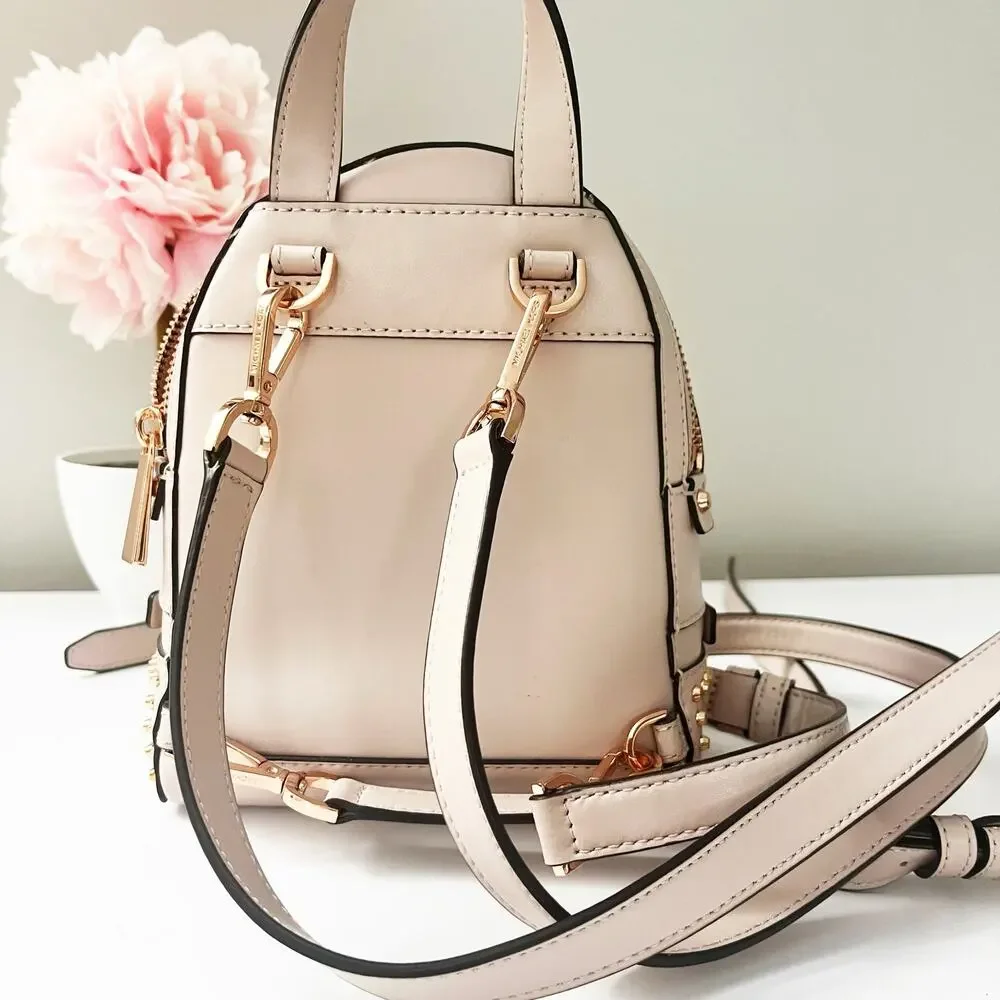 MK Michael Kors Rhea Mini Studded Backpack Pink Rose Gold